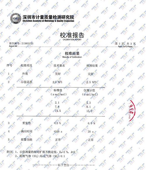三氧化硫kok体育检定报告